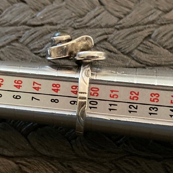 Sterling Silver 925 Pearl Infinity Ring Artisan Gray Green Pearl Sz 6 - Picture 5 of 10